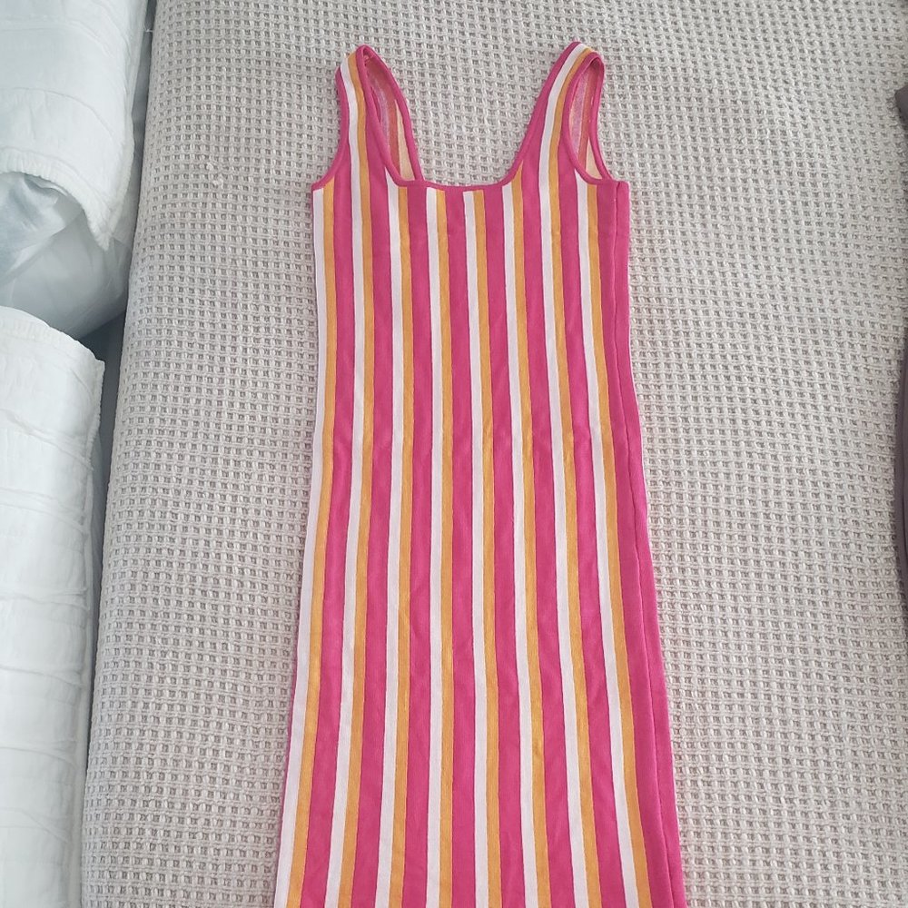 Lulu's Pink and Orange Striped Mini Dress
